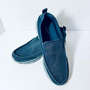 London Fog Men's Slip-On Canvas Casual Loafer Sz 11 in Washed Blue w Memory Foam
